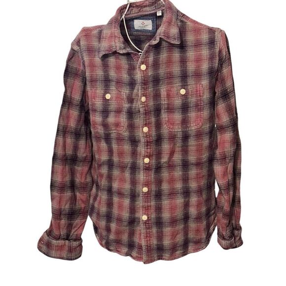 Nice True Grit Mens Size small Blue Stripe Cotton Button Down Shirt Top Plaid Wi - Picture 1 of 7